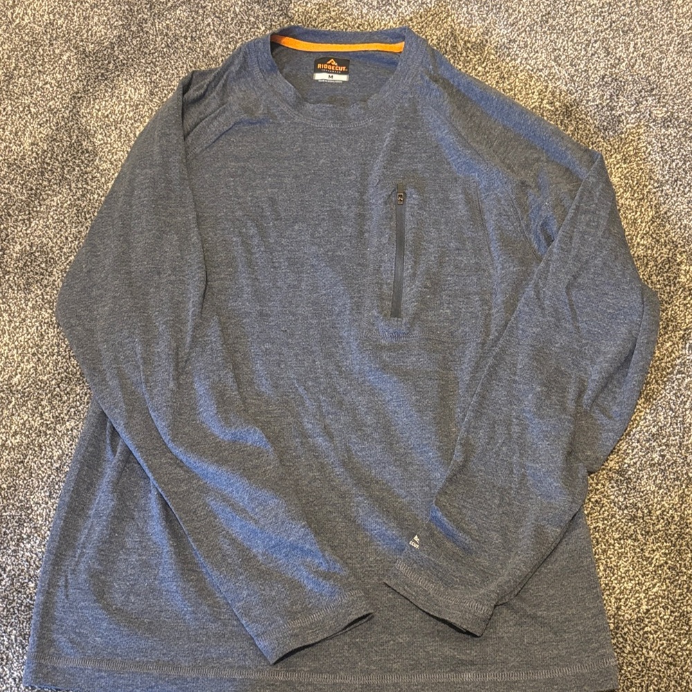 Men's Long-Sleeve Heathered Navy Performance Shirt